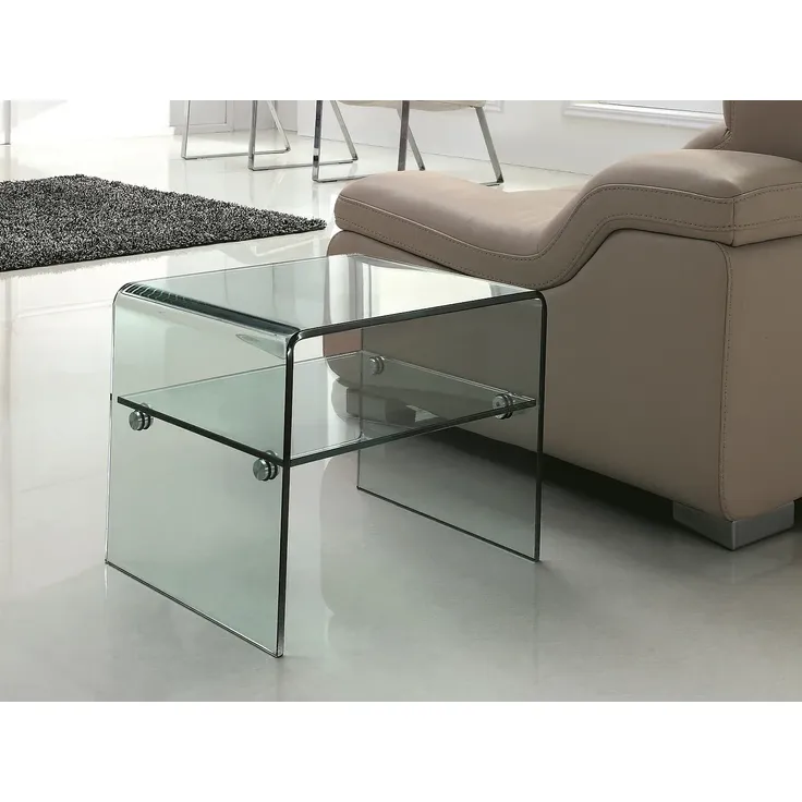 Vente-unique - STILEOS Nachttisch Glas Transparent - B 40 cm x H 40 cm x L 48 cm – Bild 3