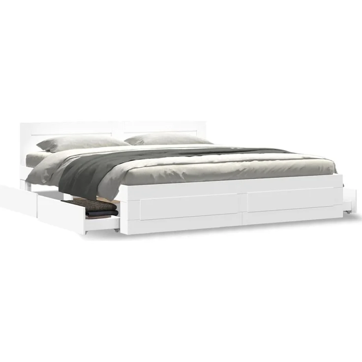 vidaXL Bettgestell mit Kopfteil ohne Matratze Weiß 180x200 cm 3295541 – Bild 4