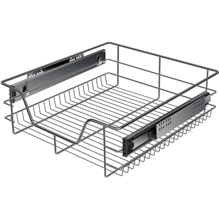 KESSER® Teleskopschublade 30-60cm Schrankbreite verchromt aus Edelstahl Schubladeneinsatz für Küchenschrank Korbauszug Schrankauszug 1x 50cm - Anthrazit – Bild 2
