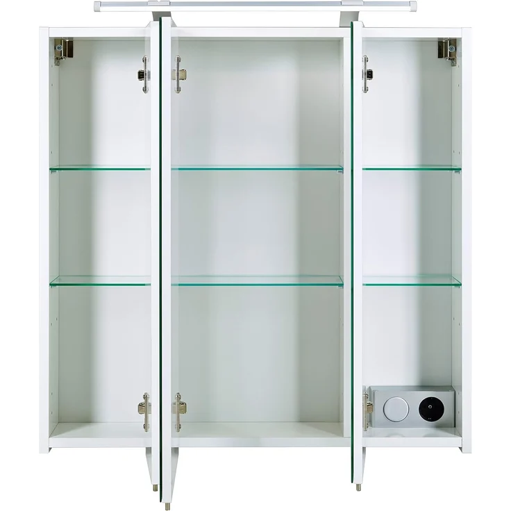 Spiegelschrank Doro / Dorina, Glas, Holzwerkstoff, Weiß, Verspiegelt, 70 x 75 x 16 cm – Bild 3