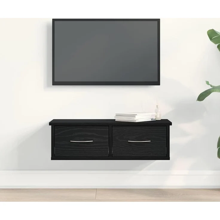 vidaXL Wandschrank Wandmontiert Schwarz Eichen-Optik 60 x 26 x 18,5 cm 862435 – Bild 3