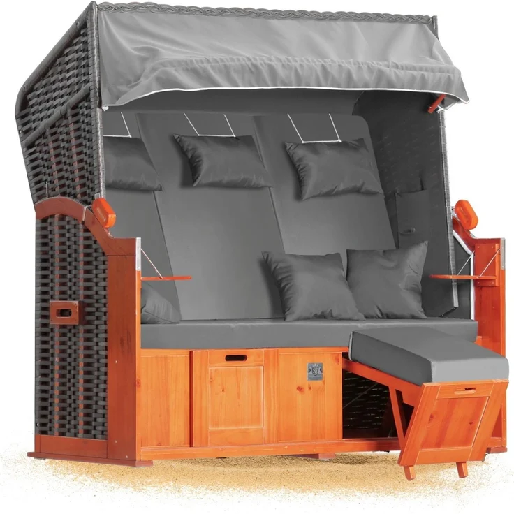 Strandkorb Hanse Ostsee Klassik XXL 2,5 Sitzer - Anthrazit Uni, 160 x 166 x 78 cm – Bild 2