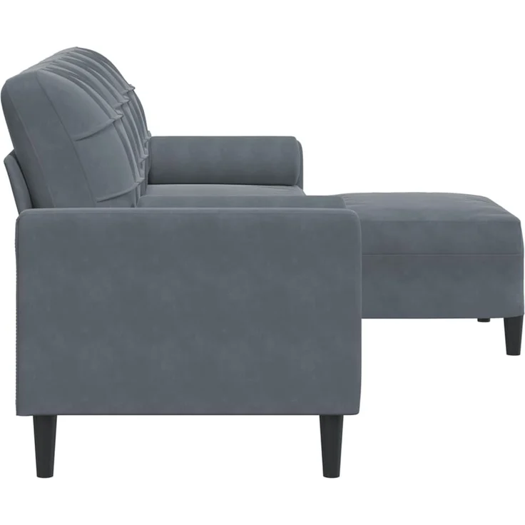 vidaXL 3-Sitzer-Sofa mit Hocker Dunkelgrau 210 cm Samt 3278278 – Bild 4