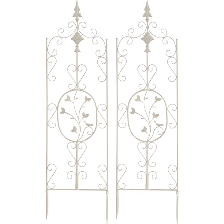 Rankgitter FALK 2er Set - 35x1x122cm, Metall, Antik-Creme | Rankhilfe Kletterpflanzen Gartendekoration – Bild 1