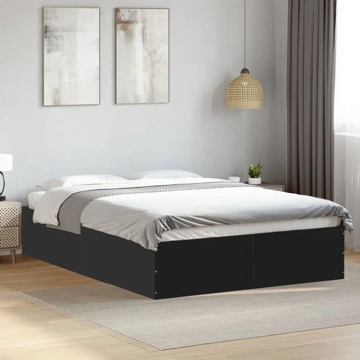 vidaXL Bettgestell Schwarz 140x200 cm Holzwerkstoff 3281015 – Bild 1