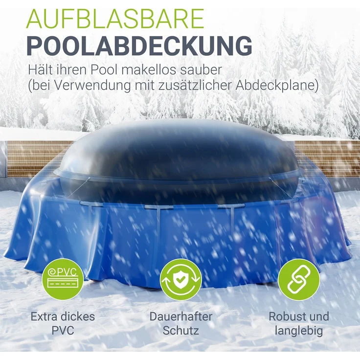 Juskys Aufblasbare Poolabdeckung rund, PVC schwarz, 4 m – Bild 2