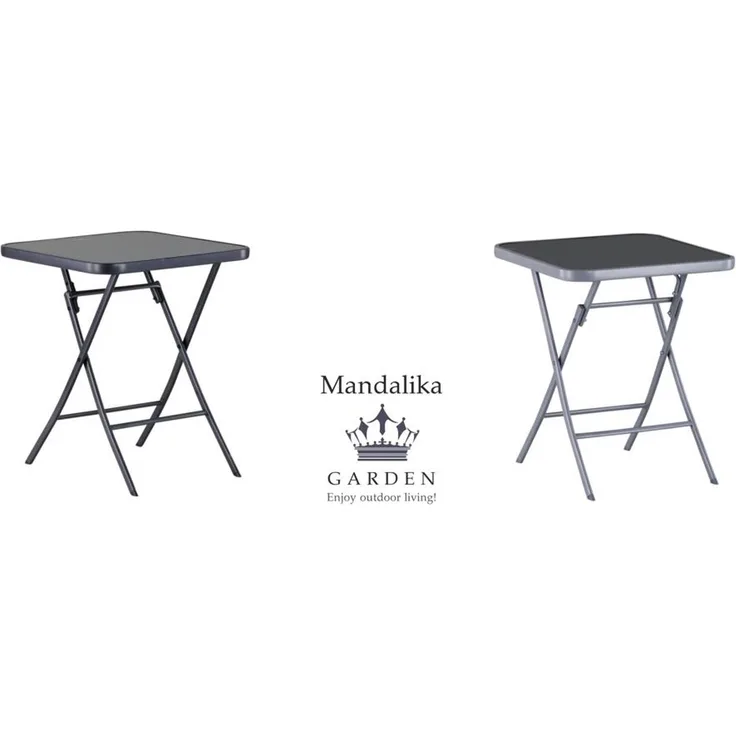 Mandalika Garden Kunststoff Klapptisch "Tara", Partytisch, höhenverstellbar für den Garten, anthrazit, 60 x 60 x 72 cm (L x B x H)