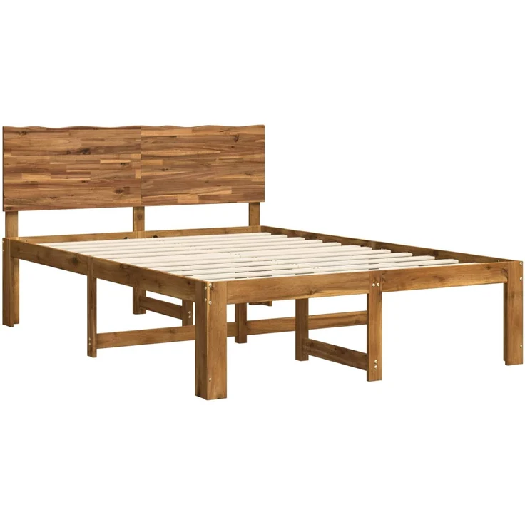 vidaXL Doppelbettgestell mit Kopfteil ROSTOCK Natur 120 x 190 cm 903402 – Bild 3