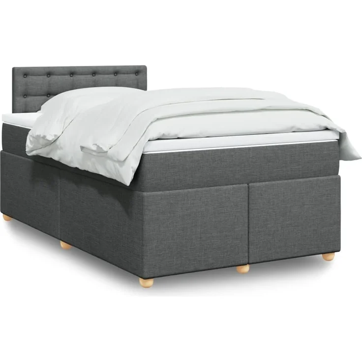 vidaXL Boxspringbett mit Matratze Dunkelgrau 120x200 cm Stoff 3288962 – Bild 1