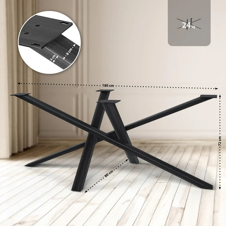 CLP Tischbeine Finney aus Stahl,antik schwarz 180x80x72 cm – Bild 2