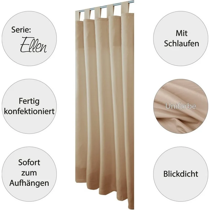 Bestgoodies Gardine Schlaufengardine, Schlaufe (2 St), Blickdichter Vorhang mit Schlaufen, Schlaufengardine – Bild 2