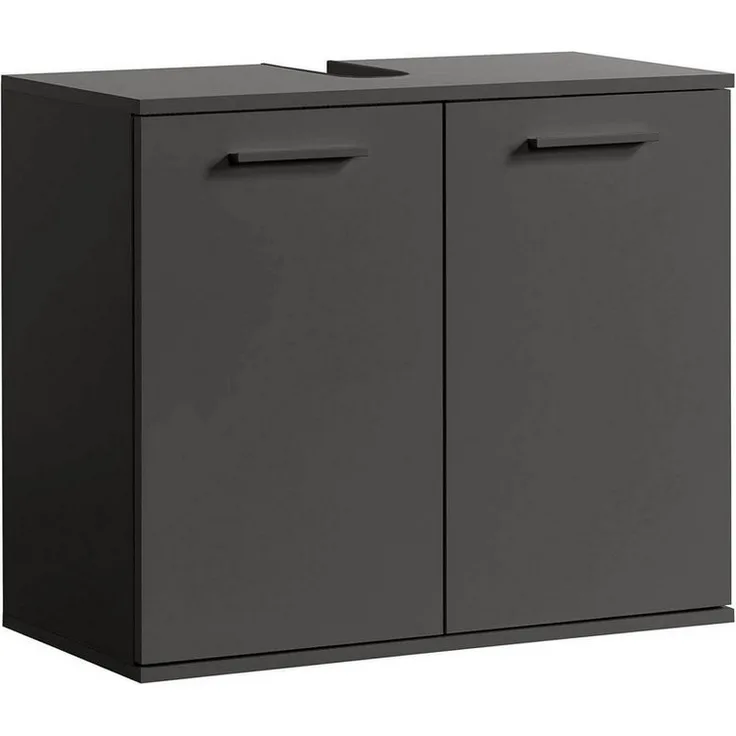 mokebo Waschbeckenunterschrank Der Waschbär (mit Einlegeboden) Waschtischunterschrank oder Badezimmerschrank in Schwarz-Anthrazit