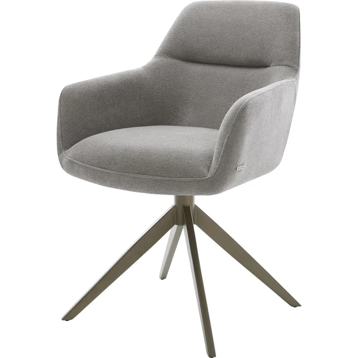 Drehstuhl Pejo-Flex Strukturstoff Soft Grau Kreuzgestell breit Effektfinish Titan 360° drehbar Wippfunktion Taschenfederkern