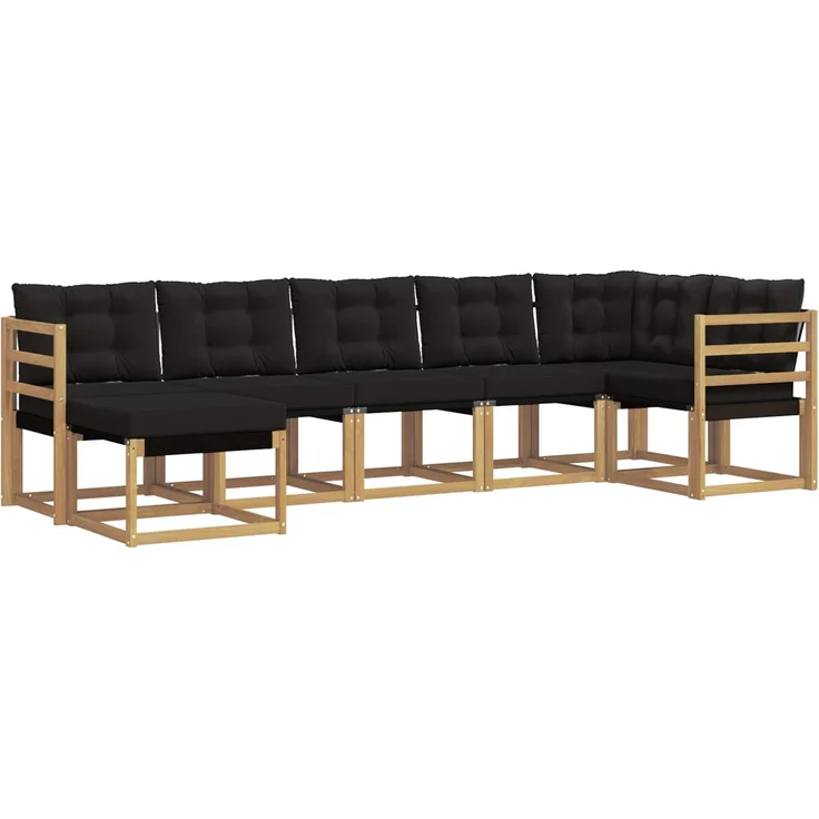 vidaXL Outdoor-Sofagarnitur 7 Stk. Weiß und Schwarz 3389682 – Bild 2