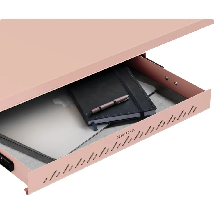 Schubladen-Organizer unter dem Schreibtisch, 41 x 27 x 5 cm, Hochwertiger Stahl, Ausziehbarer Platzsparer Rosa – Bild 1