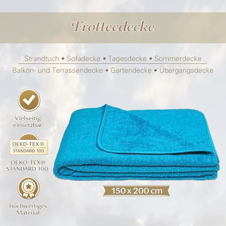 Wohndecke Frotteedecke, KiGATEX, 100% Baumwolle, 150 x 200 cm – Bild 7