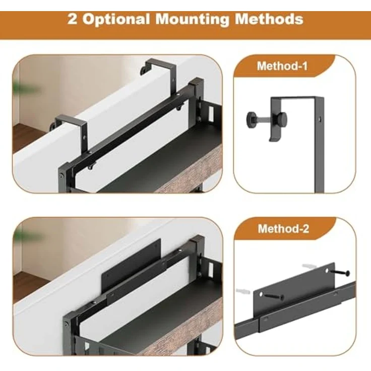 Tür Türorganizer Hängeorganizer 8 Etagen, Türregal zum Einhängen Metall mit Verstellbarem 8 Körben, Wandmontage-Gewürzregal Badregal Ohne Bohren für Küche, Schrank, Bad, 45x14x170cm, Schwarz – Bild 3