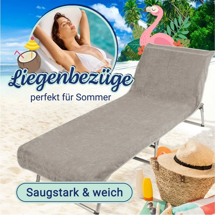 ZOLLNER Strandtuch, Mikrofaser (1-St), 75x215 cm, 100% Baumwolle, Liegenbezug für Sonnenliege – Bild 2
