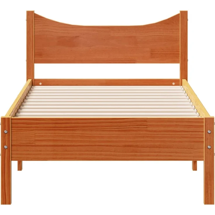Einzelbetten, Betten für Erwachsene, Massivholzbett ohne Matratze Wachsbraun 75x190 cm Kiefernholz de4220 – Bild 4