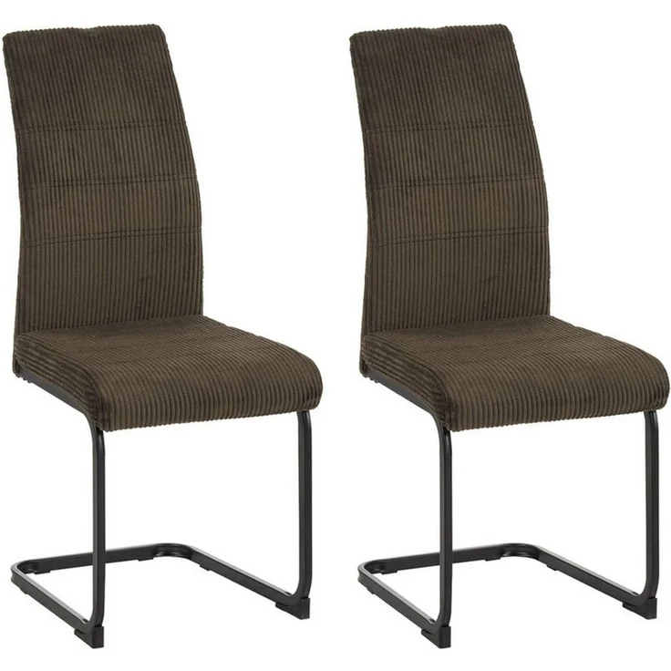 HTI-Living Esszimmerstuhl Schwingstuhl SallyP Cordstoff Braun (Set, 2 St), Esszimmerstuhl mit schwarzem Metall-Kufengestell