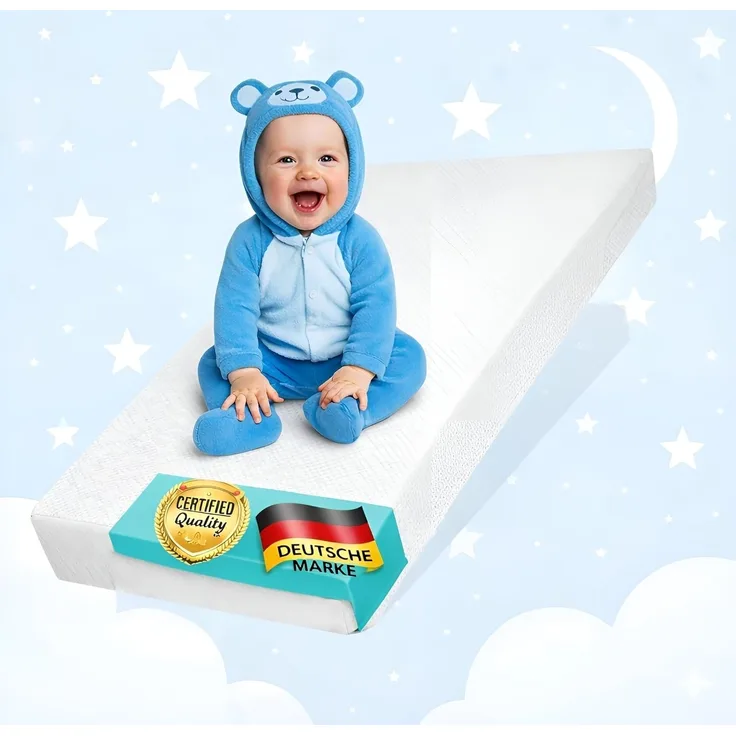 Best For Kids COMFORT Matratze Maxi - 60 x 120 x 10 cm - nachhaltig - lässt sich einrollen - auf Schadstoffe geprüft - Qualitätssiegel - TÜV zertifiziert - 100% Polycotton - waschbarer Bezug