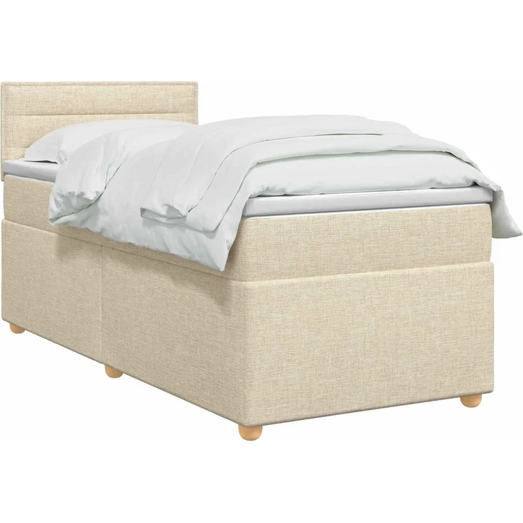 vidaXL Boxspringbett mit Matratze Creme 100x200 cm Stoff 3452350 – Bild 2