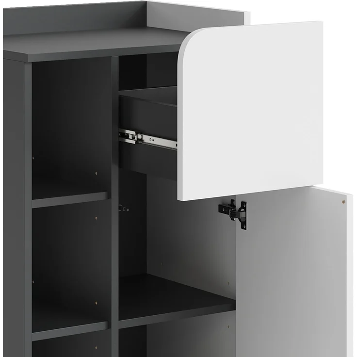 Midischrank Karen Anthrazit/Weiß 50 x 90 cm mit Tür und Schublade Vicco – Bild 5