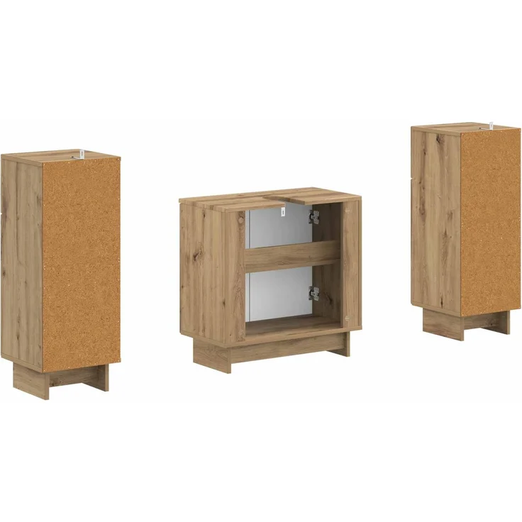vidaXL 3-teiliges Badezimmer-Schranksystem EDE 3 stk. Artisan-Eiche 3417989 – Bild 5