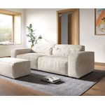 Big-Sofa Sirpio XL 270x130 cm Cord Beige mit Hocker