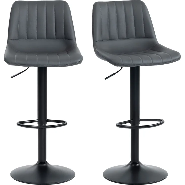Barhocker 2er-Set im Retrodesign, mit Fußstütze, höhenverstellbar, 43 cm x 49,5 cm x 111 cm--Dunkelgrau--111x49.5x43cm--YOUDENOVA