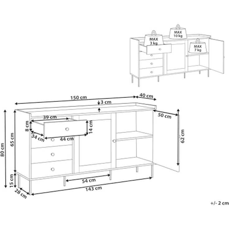 Sideboard mit 2 Türen ALCOVE Weiß – Bild 3