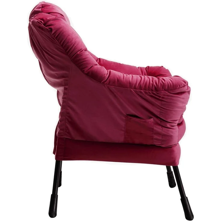 Sessel Ohrensessel Relaxsessel Lesesessel Samt Armlehnen Rot – Bild 8