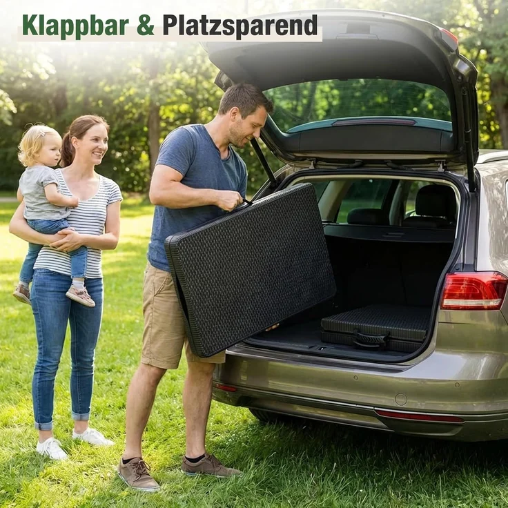 Sekey Buffettisch Tisch Klappbar Kunststoff 180 cm Campingtisch mit Tragegriff Partytisch Klapptisch Gartentisch für Garten Terrasse und Balkon, Schwarz Rattanoptik – Bild 5