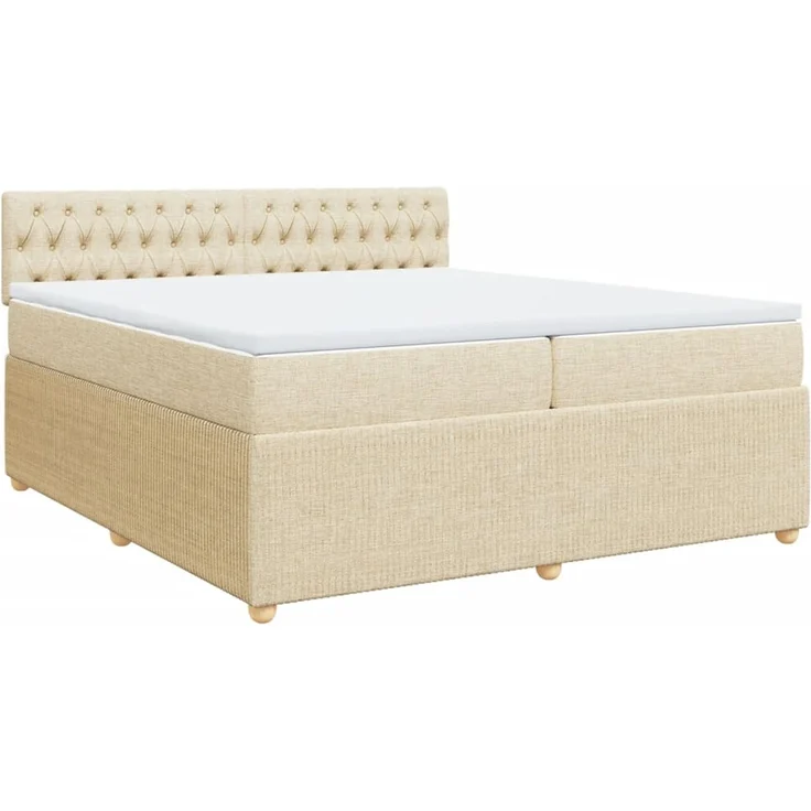 vidaXL Boxspringbett mit Matratze Creme 200x200 cm Stoff 3289875 – Bild 3