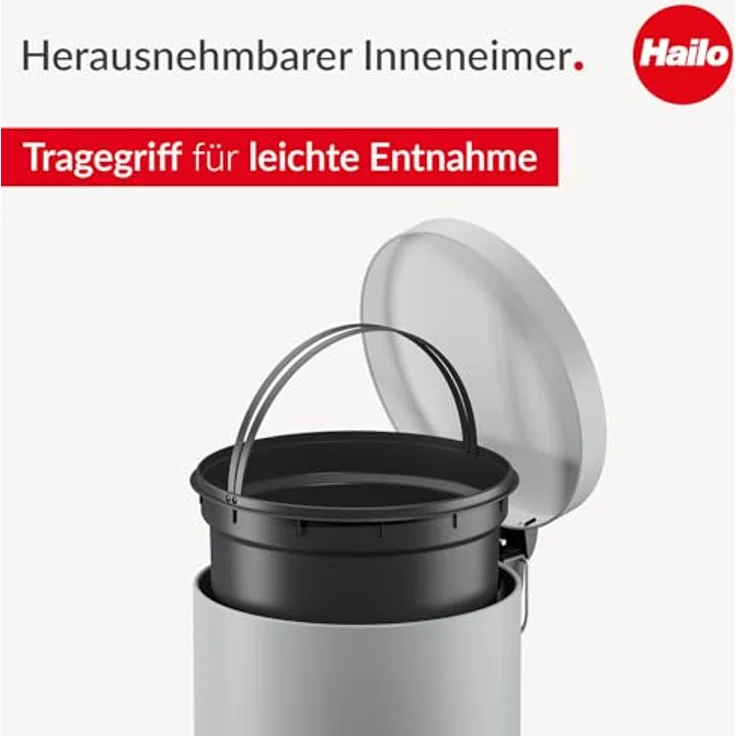 Hailo Tretabfallsammler Selekta 20 l D290xH435mm Stahlblech grau – Bild 3