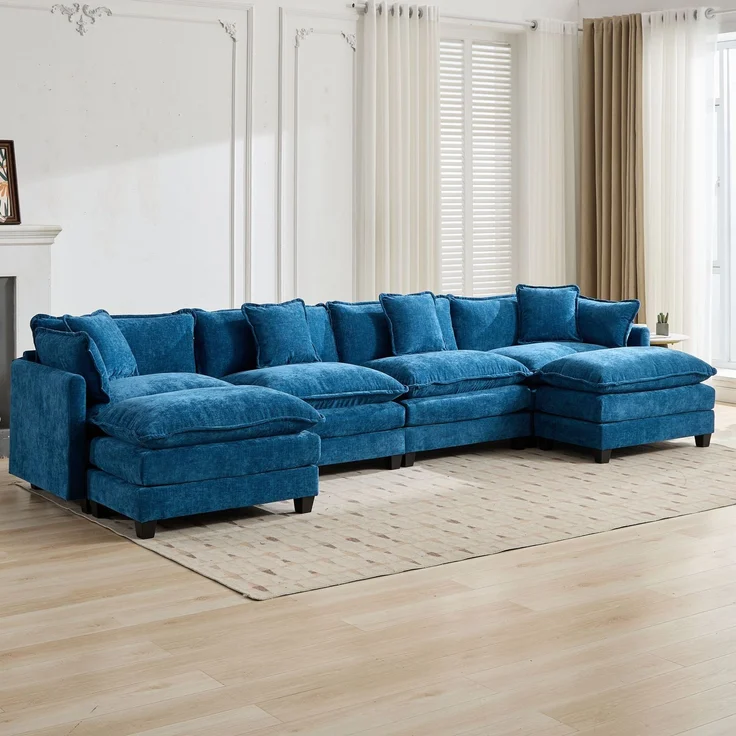 ZUBALIYA Sofa mit LED - Beleuchtung, mit Chenille - Bezug, mit Cordbezug, modular aufgebaut, aus Chenille, für Wohnzimmer und Apartments – Bild 12