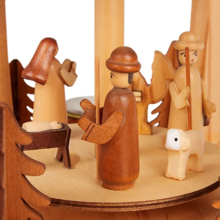 BRUBAKER Weihnachtspyramide Teelichtpyramide für Weihnachten - Pyramide für 4x Pyramiden-Teelicht, 44 cm Weihnachtspyramide aus Holz - Tischpyramide Krippenspiel – Bild 4