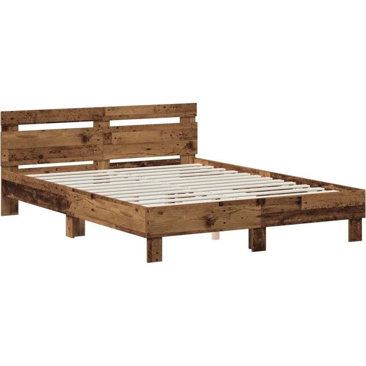 vidaXL Bettrahmen Altholz 135 x 190 cm Holzwerkstoff 3446594 – Bild 3