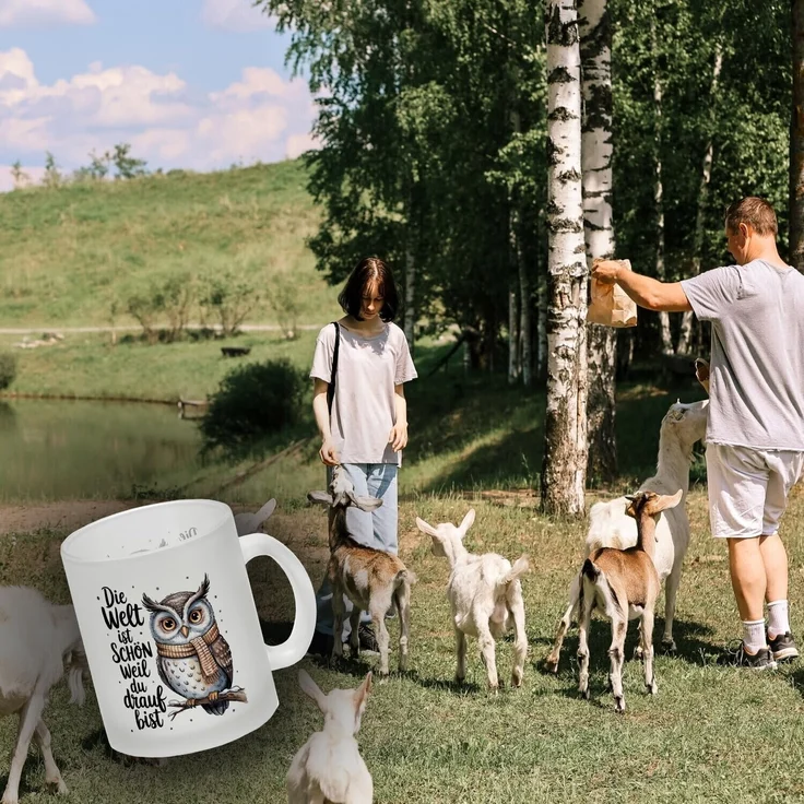 speecheese Tasse Eule mit Schal Glas Tasse Die Welt ist schön – Bild 3