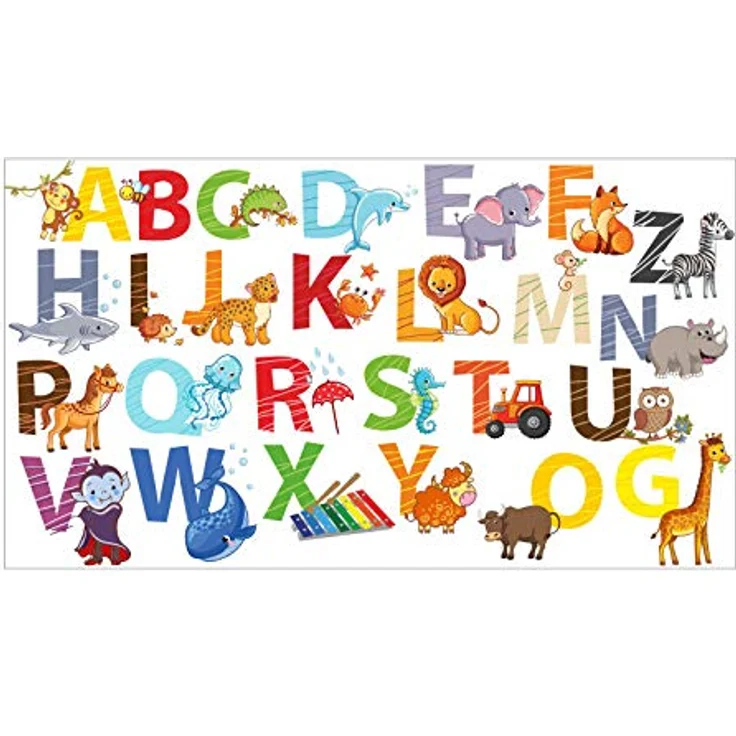 nikima Wandtattoo 084 Wandtattoo Alphabet Tiere ABC (PVC-Folie) – Bild 2