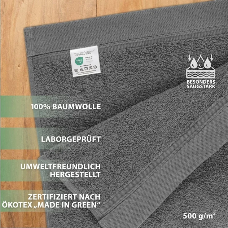 Hausfelder Handtücher Hausfelder Handtücher Set (Grau, 6 Gästehandtücher 50x30cm), (6-St) – Bild 2