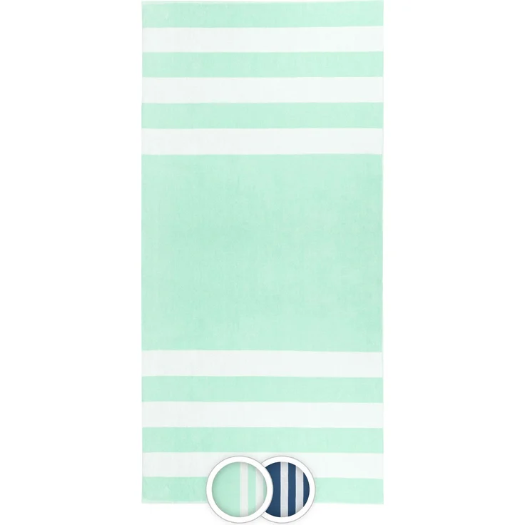 ZOLLNER Strandlaken groß 100x200 cm, gestreift, 100 % Baumwolle, mint – Bild 1