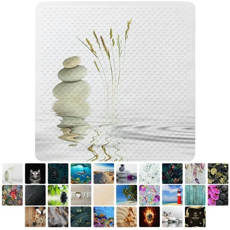 Sanilo Duschmatte, mit Motiv, rutschfest, waschbar, quadratisch, 230 extra starke Saugnäpfe, Kunststoff PVC, 53 x 53 cm, Balance – Bild 4