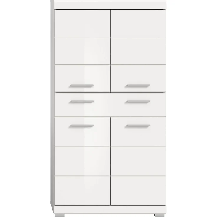 Xonox Scout Badmidischrank (B/H/T: 74x141x31 cm) in weiß Nachbildung und weiß Hochglanz tiefzieh – Bild 2