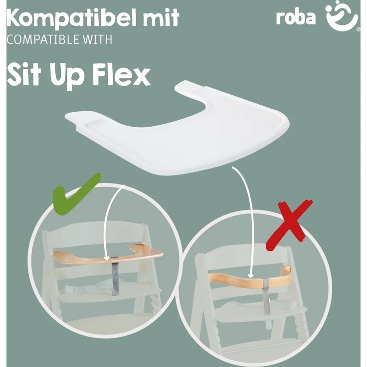 roba Plastikessbrett - Erweiterung & Zubehör für Hochstuhl Sit Up Flex, Liv Up & Born Up - Kompatibel mit Gurtsystem und Hochstuhlauflagen - Schnelle Klickbefestigung - Einfache Reinigung - Weiß – Bild 7