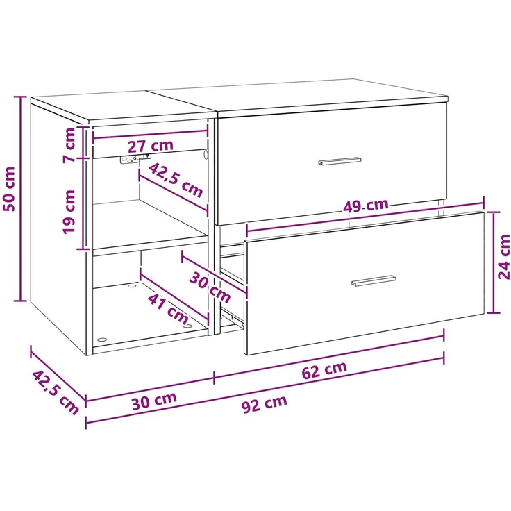 vidaXL Badezimmermöbel-Set zur Wandmontage 2 stk. Weiß 3403936 – Bild 9