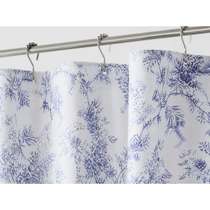 Duschvorhang mit Blumen-Digitaldruck wasserdicht und schimmelresistent Blau-Weiß, 165x180 cm – Bild 3
