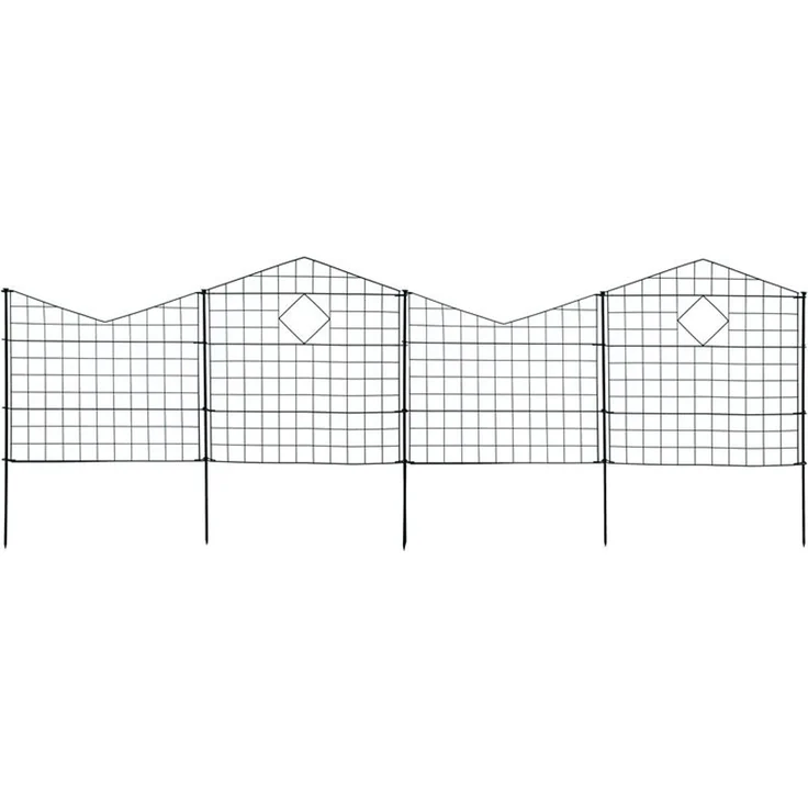 Teichzaun Set Zaunset Zaun 10 Elemente Steckzaun Gartenzaun Spitzbögen Anthrazit – Bild 1