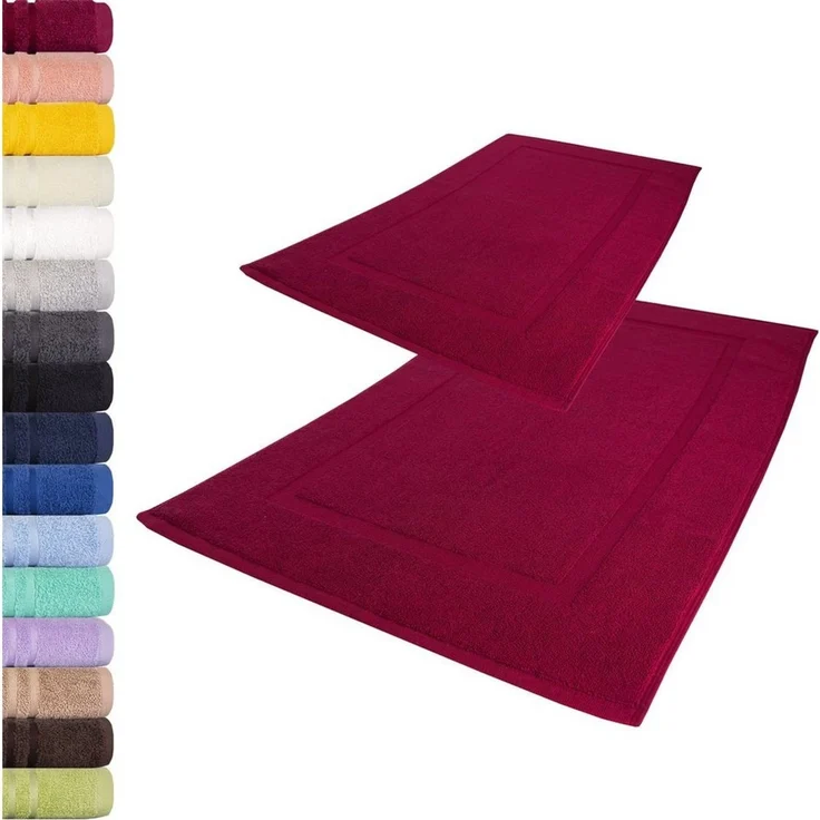 Lavea Badematte Elena, Höhe 3 mm, 2 Stück, Höhe 3 mm, 50x80cm, strapazierfähiger Badvorleger, beidseitig nutzbar, Baumwolle, rechteckig, pflegeleichte & saugstarker Duschvorleger, Fußbodenheizungen geeignet – Bild 4