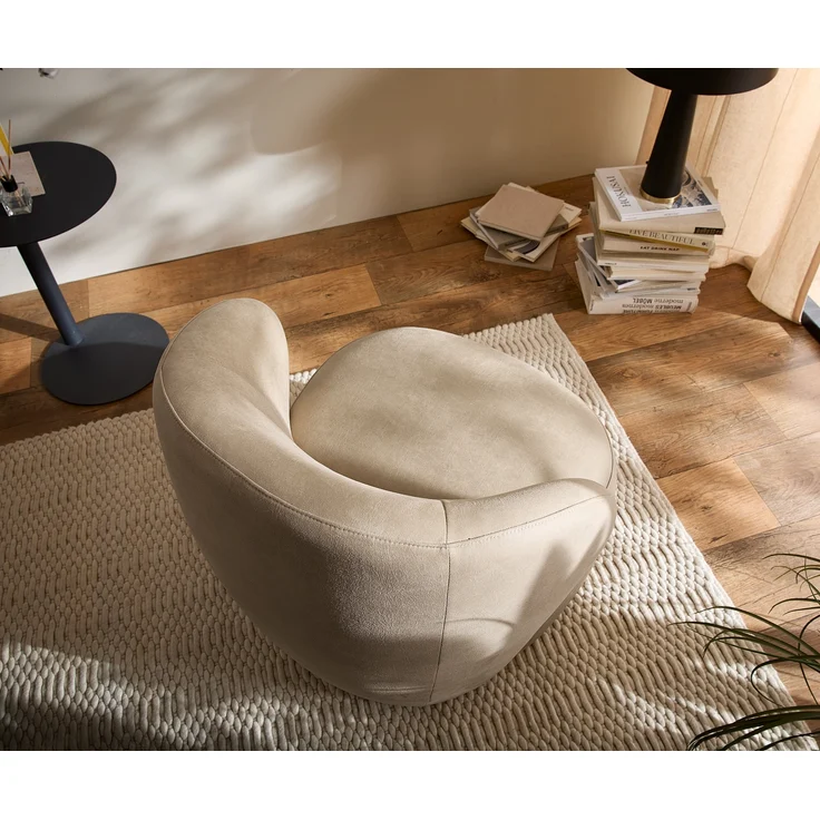 Loungesessel Pulo 80x80 cm Mikrofaser Beige Vintage – Bild 4